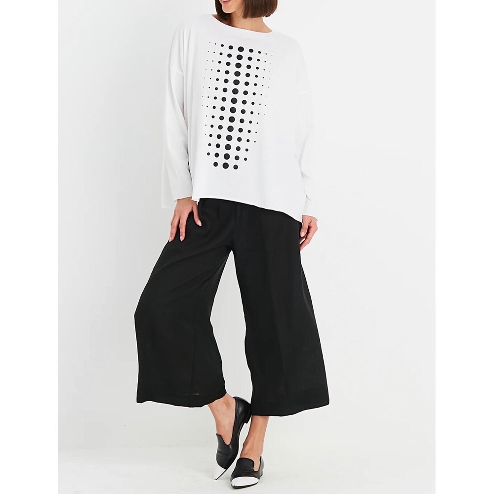 PLANET BY LAUREN G Dot Dot Dot Luxury Boxy T-Shirt White Black